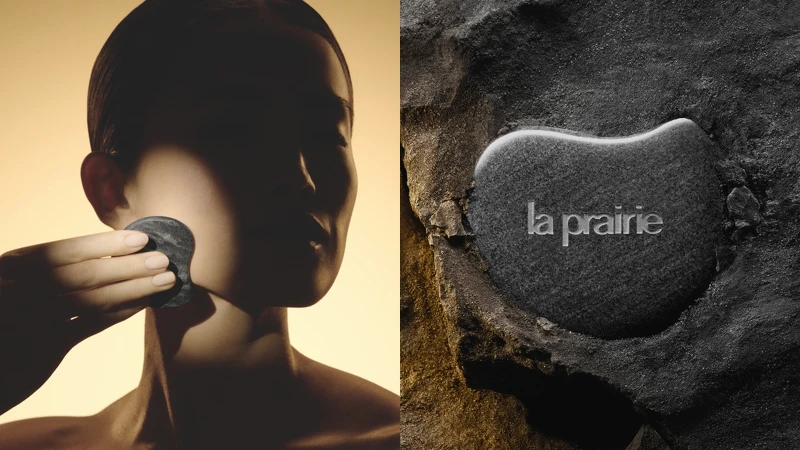 LA PRAIRIE極緻金燦夜間奢華護理手法，建議搭配極緻賦活超導石。