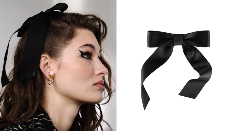 黑色絲緞蝴蝶結飾髮夾,NT$12,900 黑色絲緞蝴蝶結飾髮夾,NT$12,900