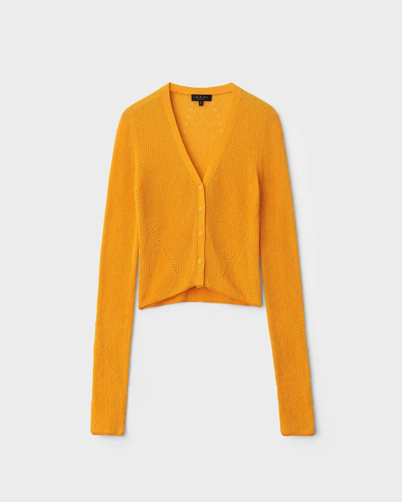 rag & bone 深黃色 Soleil 針織開襟衫，NT12,000。