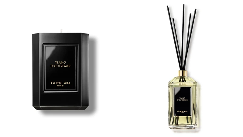 嬌蘭居家藝術系列YLANG D’OUTREMER金色換日線香氛蠟燭200g，NT4,100、室內擴香200ml，NT4,530。