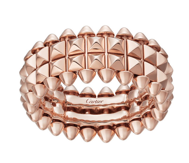 Clash de Cartier 2022年新款戒指,玫瑰金雙排方形釘,兩側飾以活動飾釘 Clash de Cartier 2022年新款戒指,玫瑰金雙排方形釘,兩側飾以活動飾釘