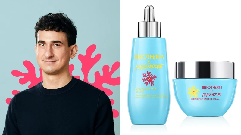 Biotherm碧兒泉聯名藝術家PABLO ROCHAT,推出海洋微笑限定版奇蹟特嫩精華75ml,NT4,350、海洋微笑限定版超平滑修護守護霜50ml,NT2,400。 Biotherm碧兒泉聯名藝術家PABLO ROCHAT,推出海洋微笑限定版奇蹟特嫩精華75ml,NT4,350、海洋微笑限定版超平滑修護守護霜50ml,NT2,400。