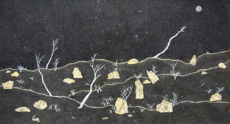 阿波羅畫廊|Yu-Chu HUANG 黃郁筑|Desire Extension No.1慾望的伸展 No.1|41x75cm|Mixed media on paper 墨.炭.胡粉.水性顏料.礦物顏料.紙|2021 阿波羅畫廊|Yu-Chu HUANG 黃郁筑|Desire Extension No.1慾望的伸展 No.1|41x75cm|Mixed media on paper 墨.炭.胡粉.水性顏料.礦物顏料.紙|2021