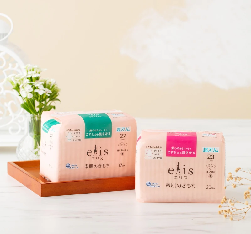 日本大王elis愛麗思純淨裸肌極緞棉超薄款27cm(左)、極緞超薄款23cm(右) 日本大王elis愛麗思純淨裸肌極緞棉超薄款27cm(左)、極緞超薄款23cm(右)