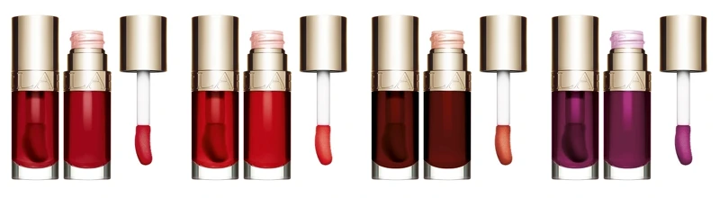 克蘭詩彈潤植萃美唇油(左起)#03、#08、#09、#10。 克蘭詩彈潤植萃美唇油(左起)#03、#08、#09、#10。