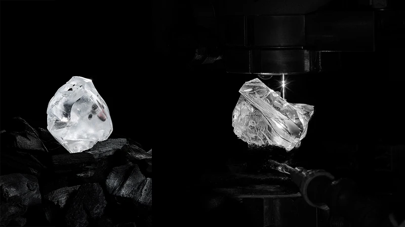 &copy;IlanTach&eacute;_名為「Lesotho Legend」的原石；&copy;IlanTach&eacute;_Lesotho Legend的解理結構。