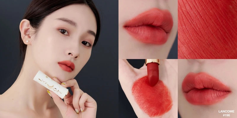 蘭蔻絕對完美唇膏2022七夕限定版#196落日暖橙實擦試色。