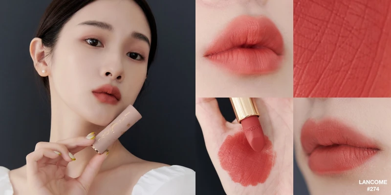 蘭蔻絕對完美唇膏2022七夕限定版#274焙茶拿鐵實擦試色。