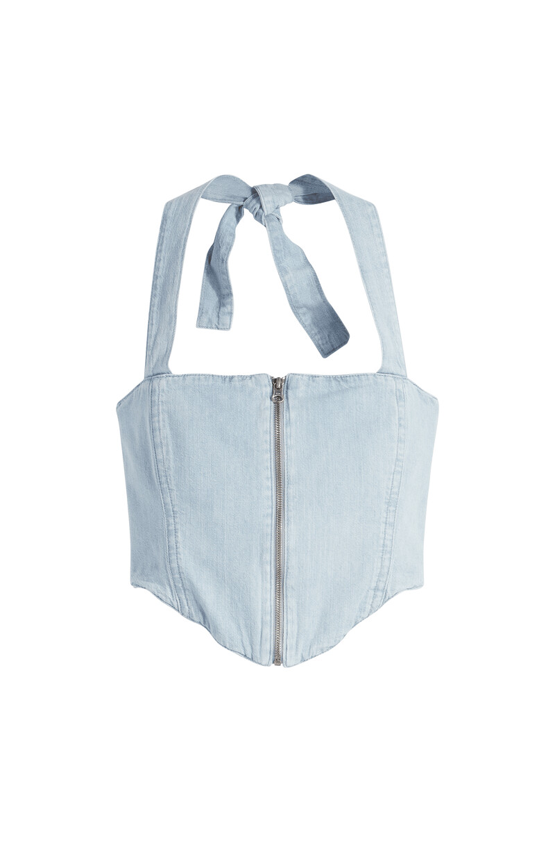 淺色水洗丹寧繞頸上衣,NT$5,800