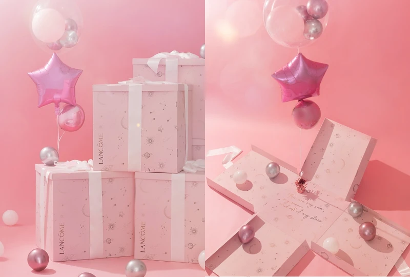 蘭蔻粉紅星空氣球驚喜箱。