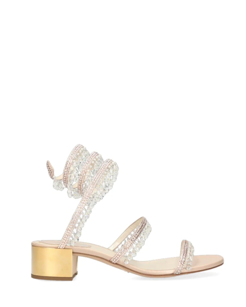 Rene Caovilla 金色粗跟鞋,價格店洽。 Rene Caovilla 金色粗跟鞋,價格店洽。