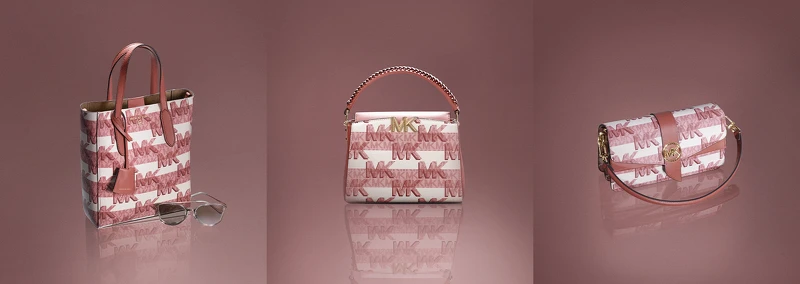 Sinclair七夕限定粉色拼接托特包,NT14,900、Karlie七夕限定粉色拼接提包,NT18,400、Greenwich七夕限定粉色拼接鍊帶包,NT18,400。 Sinclair七夕限定粉色拼接托特包,NT14,900、Karlie七夕限定粉色拼接提包,NT18,400、Greenwich七夕限定粉色拼接鍊帶包,NT18,400。