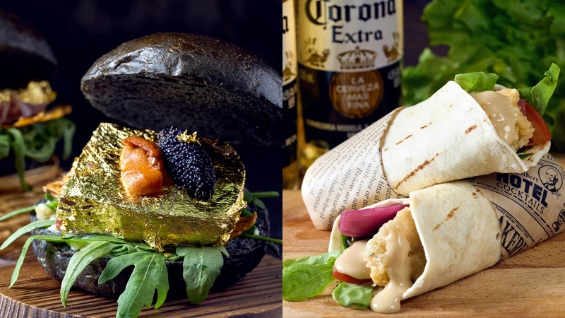 台南晶英酒店端「黑金和牛海膽西瓜綿堡」、「龍膽石斑鱈魚肝美乃滋海帶芽捲餅」