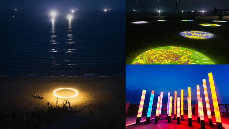 左 : 李蕢至〈月與火〉、右 : 陳昱榮〈光隙之景-月暈〉