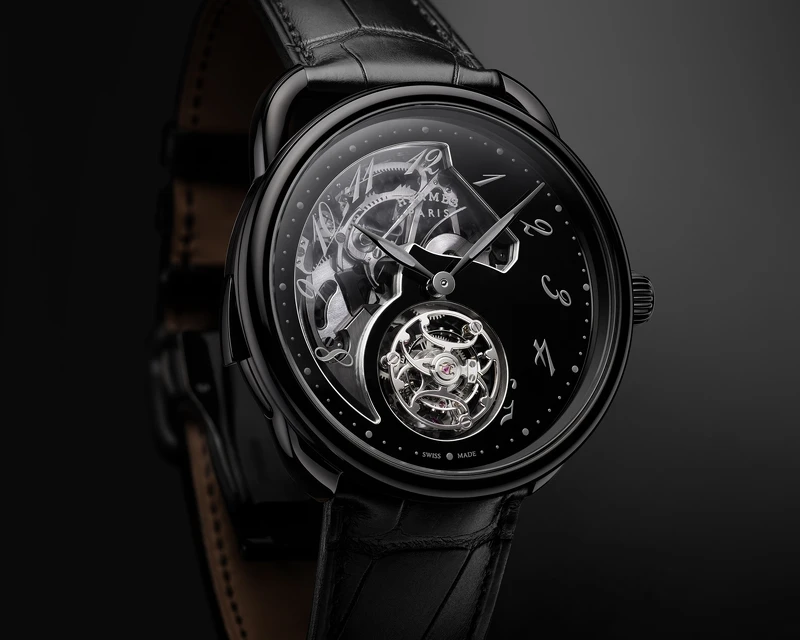 愛馬仕腕錶:Arceau Lift Tourbillon Repetition Minutes So Black 飛行陀飛輪三問腕錶 愛馬仕腕錶:Arceau Lift Tourbillon Repetition Minutes So Black 飛行陀飛輪三問腕錶