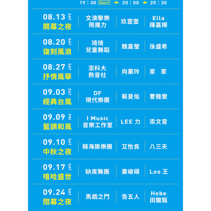 2022澎湖追風音樂節活動時間表