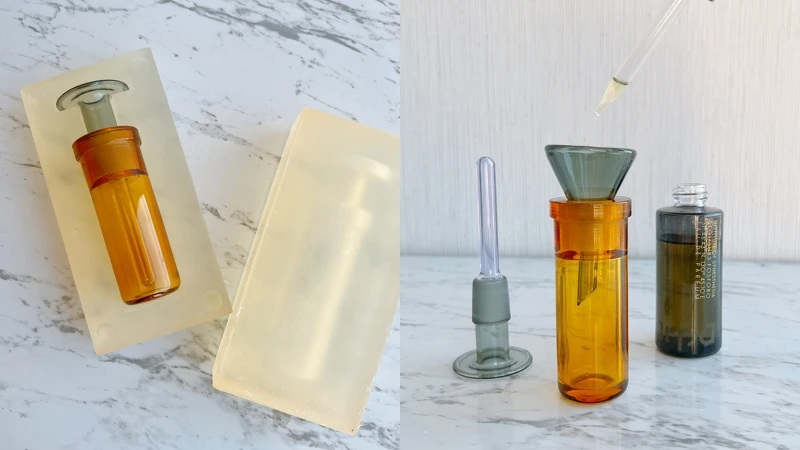 ARPA香水瓶身裝在香皂模當中，使用時還要自己填充，增添更多感官體驗。