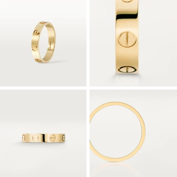 LOVE 戒指，750/1000黃K金。寬度：3.6毫米，NT$ 34.600