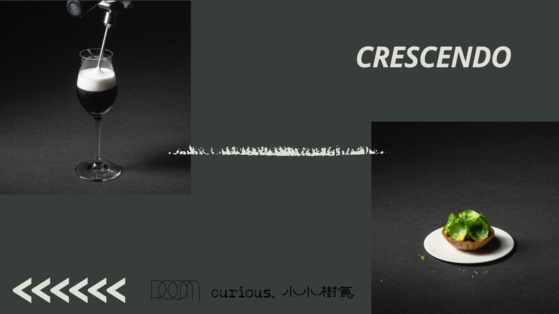 《Crescendo 漸強》將品嚐七道菜與六杯調飲的套餐組合。 《Crescendo 漸強》將品嚐七道菜與六杯調飲的套餐組合。
