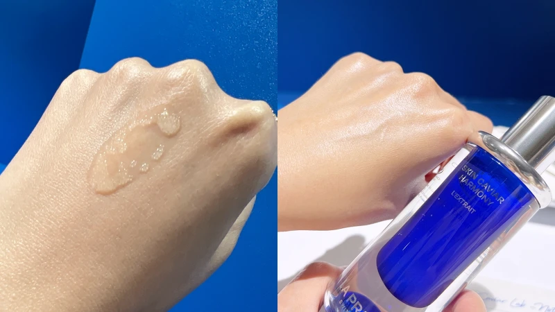 La Prairie萊珀妮魚子美顏緊緻塑顏精萃質地。 La Prairie萊珀妮魚子美顏緊緻塑顏精萃質地。