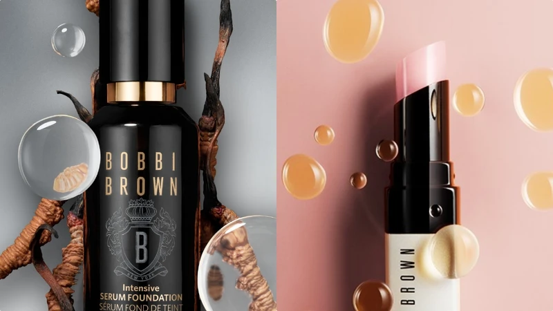 Bobbi Brown冬蟲夏草精華粉底SPF40 PA++++ 30ml，NT2,750、晶鑽桂馥潤色護唇膏2.3g，NT1,250
