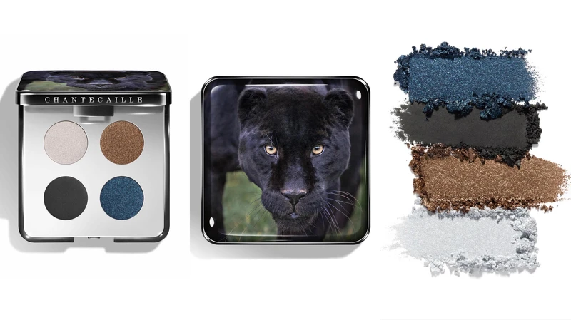 捍衛神獸 美洲黑豹四色眼彩盤色號:(左上)珍珠光、(右上)亮面古銅色、(左下)柔霧黑、(右下)光澤墨水藍 捍衛神獸 美洲黑豹四色眼彩盤色號:(左上)珍珠光、(右上)亮面古銅色、(左下)柔霧黑、(右下)光澤墨水藍