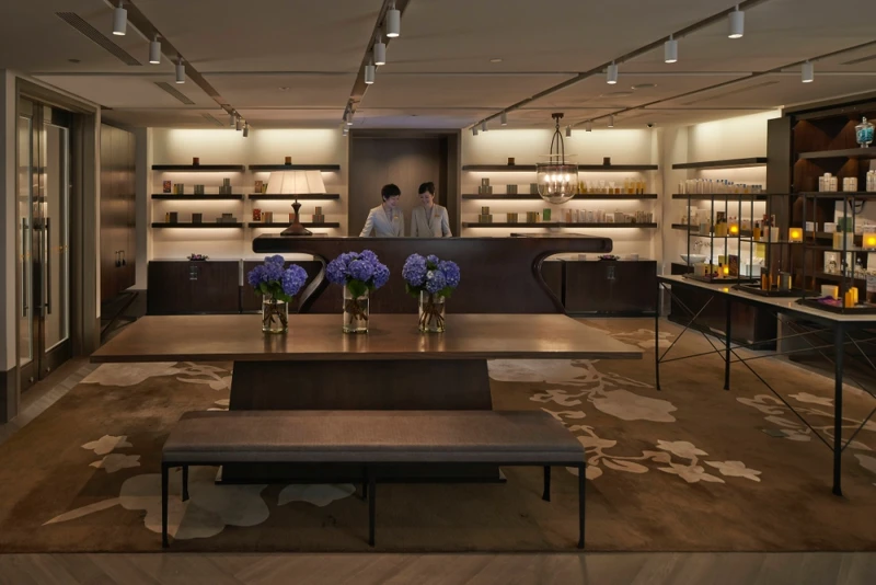 台北文華東方酒店The Spa六樓接待區。 台北文華東方酒店The Spa六樓接待區。