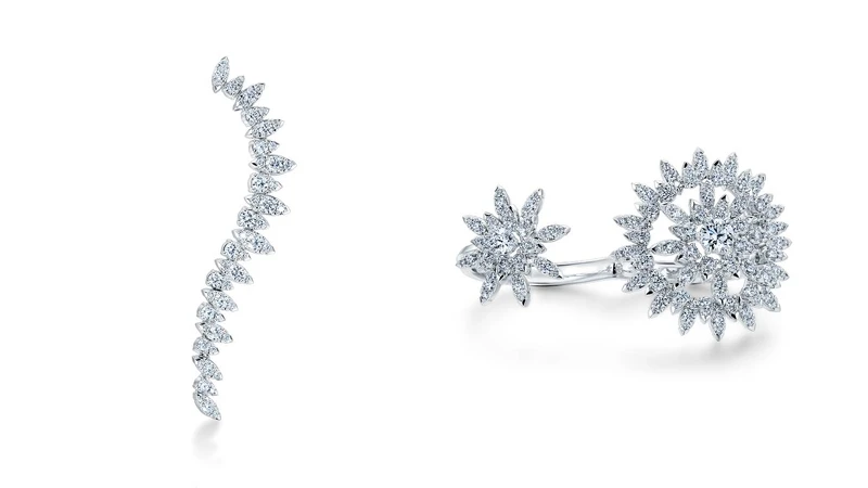 Aerial Twisted Dewdrop Earrings 鑽石/Aerial Sunburst Double Finger 鑽石戒指 Aerial Twisted Dewdrop Earrings 鑽石/Aerial Sunburst Double Finger 鑽石戒指