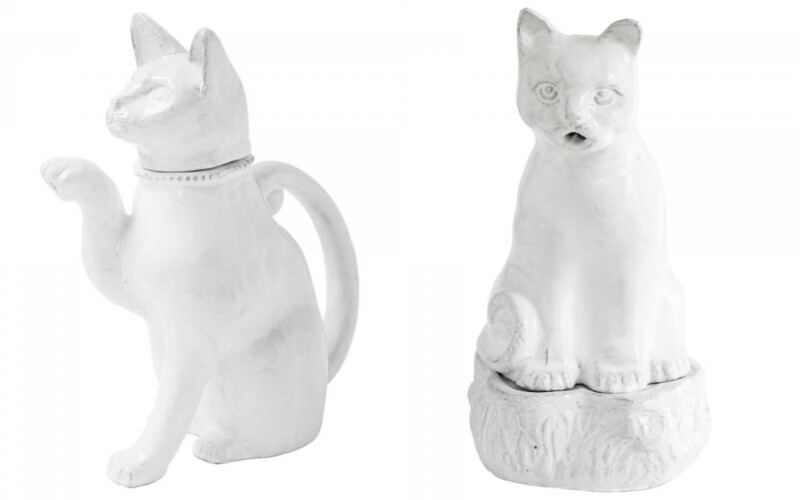 經典的陶瓷搪瓷貓線香座擺飾。