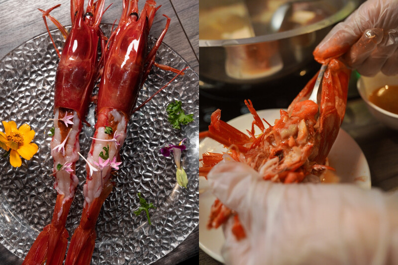 基隆東沙島特大胭脂蝦,含有滿滿的蝦膏。 基隆東沙島特大胭脂蝦,含有滿滿的蝦膏。