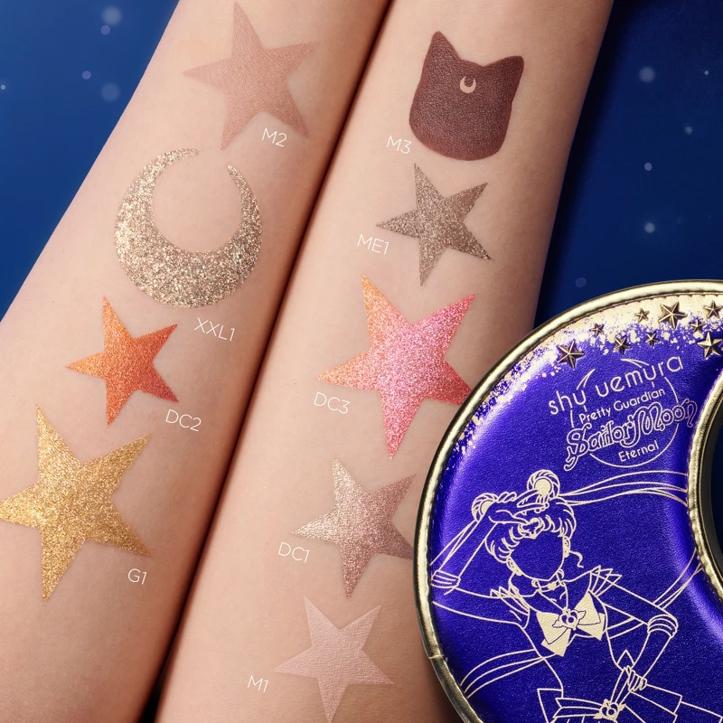 shu uemura植村秀x《美少女戰士Eternal》劇場版月亮緊急變身9色眼影盤手部試色。