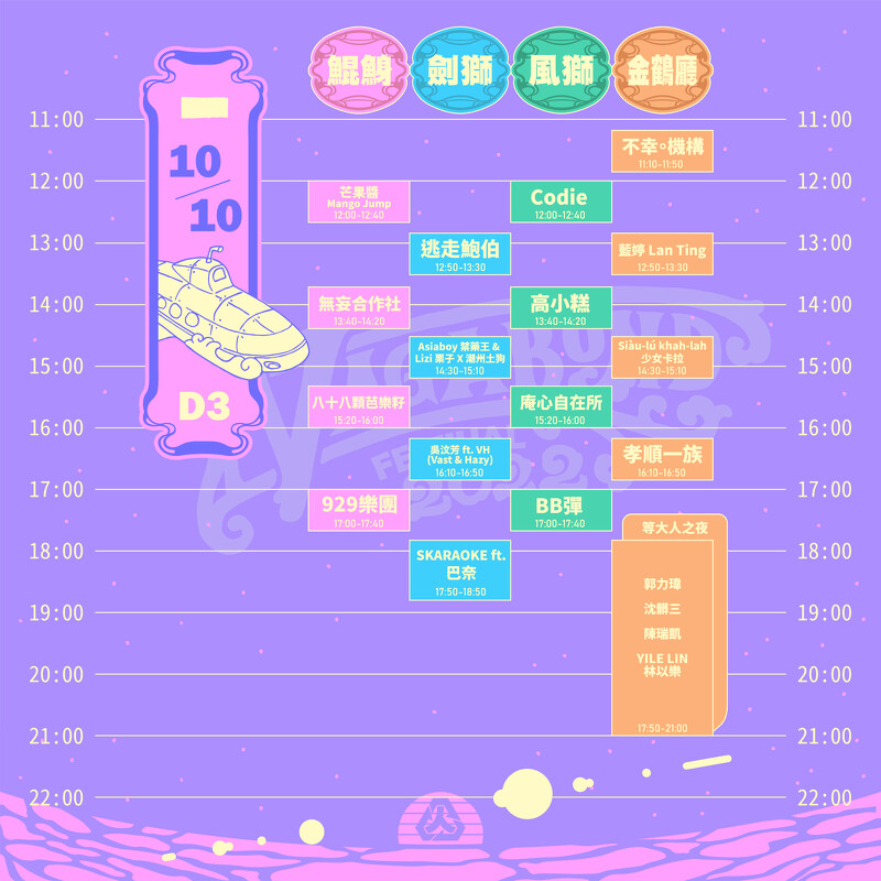 2022浪人祭10/10演出卡司時間表 2022浪人祭10/10演出卡司時間表