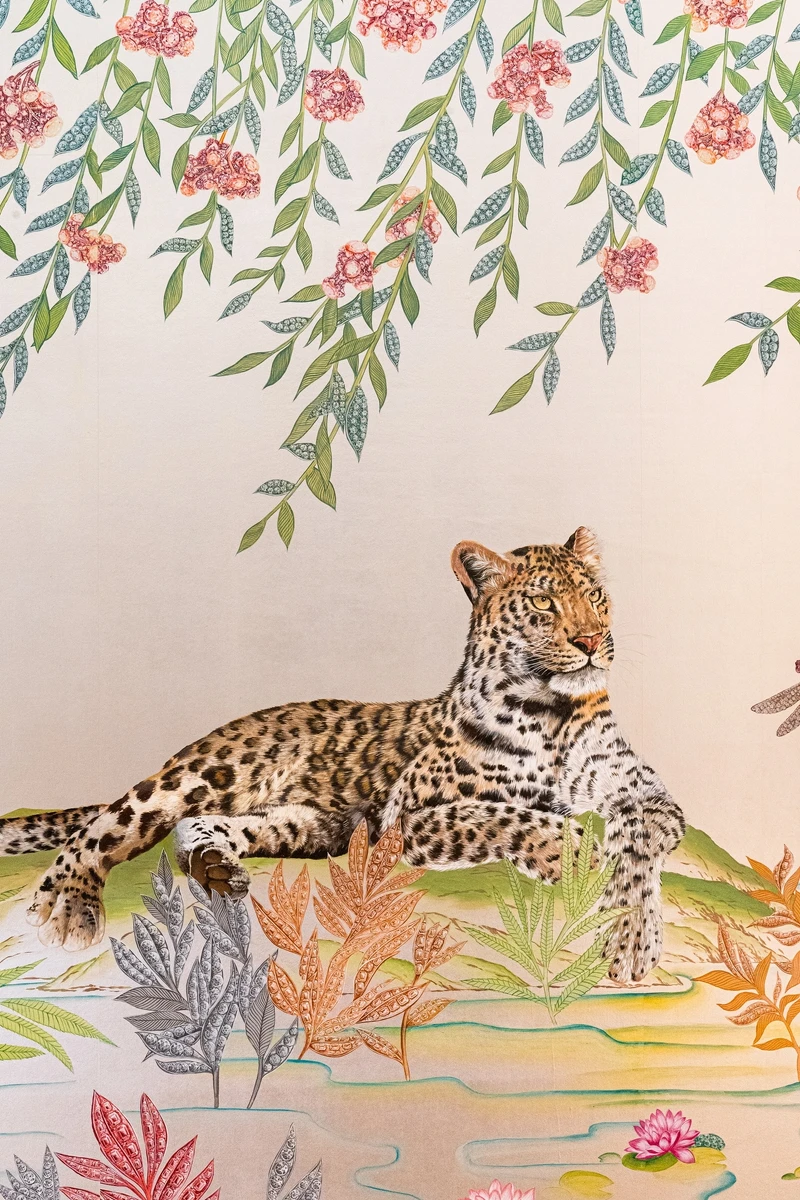4F_英國牆飾品牌De Gournay手工繪製的美洲豹壁紙