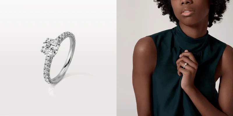 Cartier Solitaire 1895鋪鑲鑽石戒指,鉑金,鑽石。 Cartier Solitaire 1895鋪鑲鑽石戒指,鉑金,鑽石。