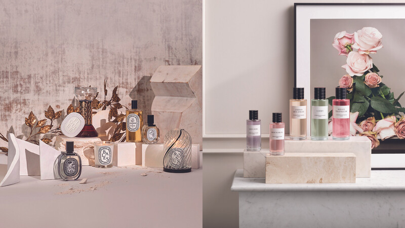 左：DIPTYQUE當代標誌香氛精品店／2F ReOpen（中部獨家）。右：CHRISTIAN DIOR迪奧香氛世家／2F New Open（中部獨家）。