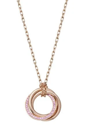 玫瑰金鑲嵌粉紅藍寶石項鍊，Cartier。