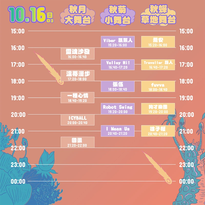 2022 禾火OUT音樂節 10/16演出卡司時刻表 2022 禾火OUT音樂節 10/16演出卡司時刻表
