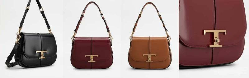 TOD’S 黑色、紅色、駝色T Timeless馬鞍包,NT88,700,馬鞍包上設有特製的T字金屬旋轉金屬釦 TOD’S 黑色、紅色、駝色T Timeless馬鞍包,NT88,700,馬鞍包上設有特製的T字金屬旋轉金屬釦