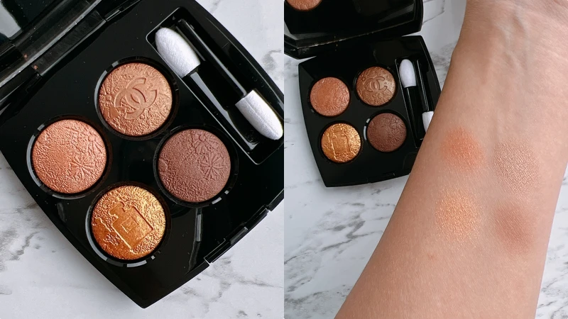 CHANEL香奈兒N°5鐫刻四色眼影實品與試色。