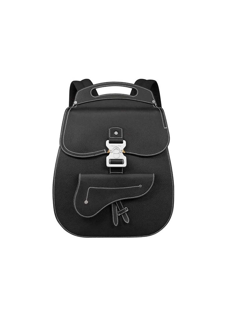 Dior Gallop黑色粒紋小牛皮撞色縫線後背包，NT 94,000