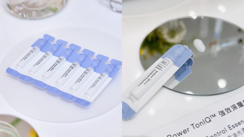 Wǒ Power TonIQ™強效深層保養系列Instant Shine Control Essence瞬效控油精華1ml 14入(2週份)，NT980、28入(4週份)，NT1,920、56入(8週份)，NT3,800