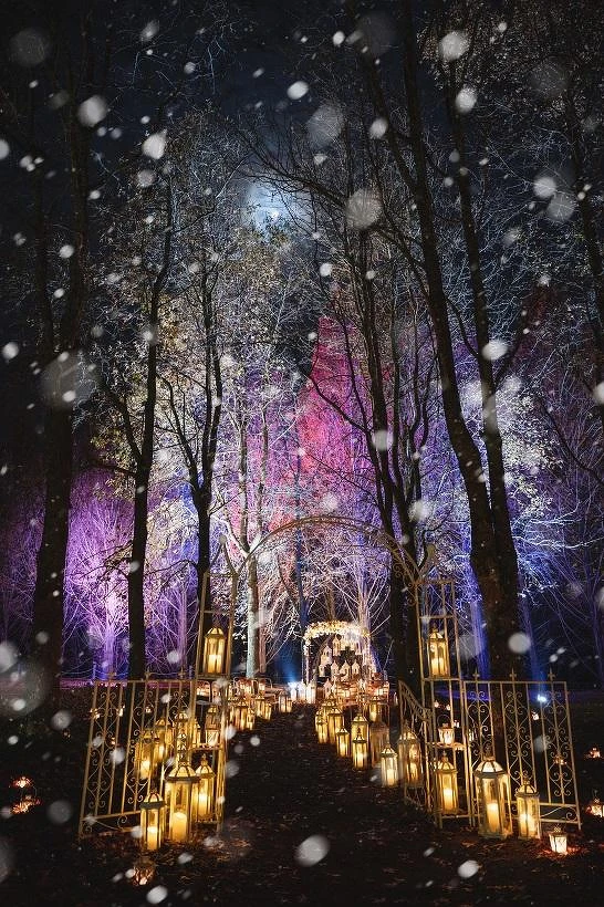 下雪天，彷彿時間靜止般，更添浪漫情調