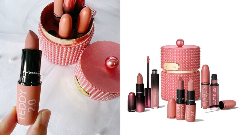 M.A.C波緞泡泡節日限定系列最愛Velvet Teddy系列6色唇彩組，NT3,500