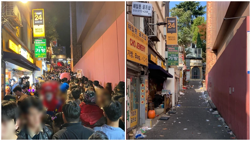 梨泰院推擠踩踏事件發生巷道