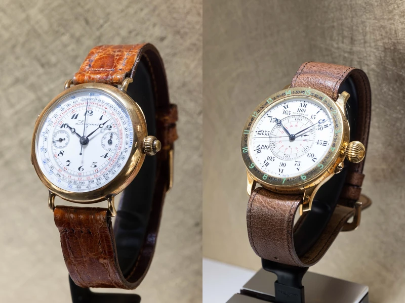1913年浪琴表首枚小型計時13.33Z機芯腕錶;1931年林白導航錶為浪琴表首款配備旋轉錶圈的航空導航腕錶。 1913年浪琴表首枚小型計時13.33Z機芯腕錶;1931年林白導航錶為浪琴表首款配備旋轉錶圈的航空導航腕錶。