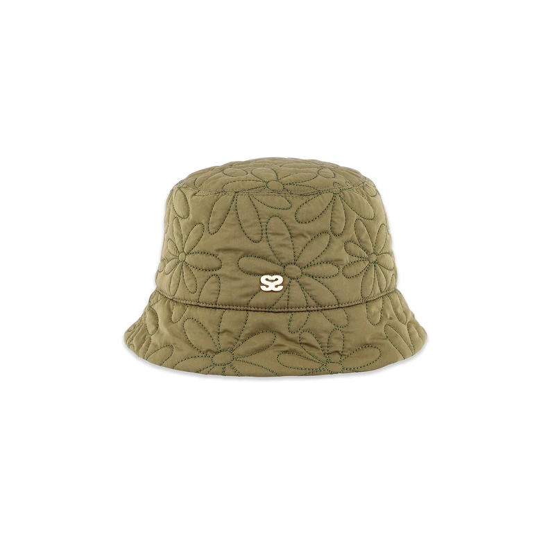 SANDRO logo 橄欖綠衍縫漁夫帽，價格店洽。