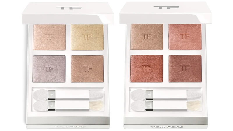 TOM FORD太陽輕吻訂製香檳四格眼盤(左)#白熾琥珀、(右)#冰川虹光,NT3,350 TOM FORD太陽輕吻訂製香檳四格眼盤(左)#白熾琥珀、(右)#冰川虹光,NT3,350