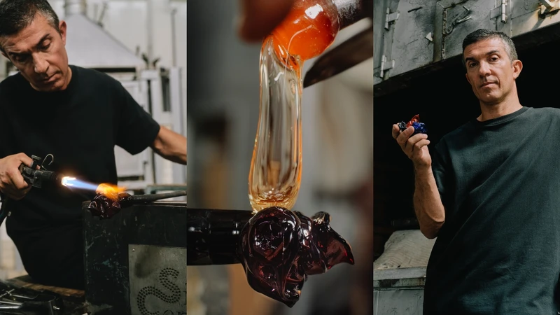 LV路易威登頂級香水Les Extraits Murano藝術限量版瓶蓋製作過程。 LV路易威登頂級香水Les Extraits Murano藝術限量版瓶蓋製作過程。