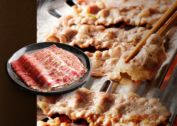 招牌菜色「牛五花烤肉」。