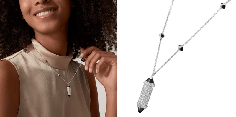 LES BERLINGOTS DE CARTIER項鍊,縞瑪瑙與鑽石。 LES BERLINGOTS DE CARTIER項鍊,縞瑪瑙與鑽石。